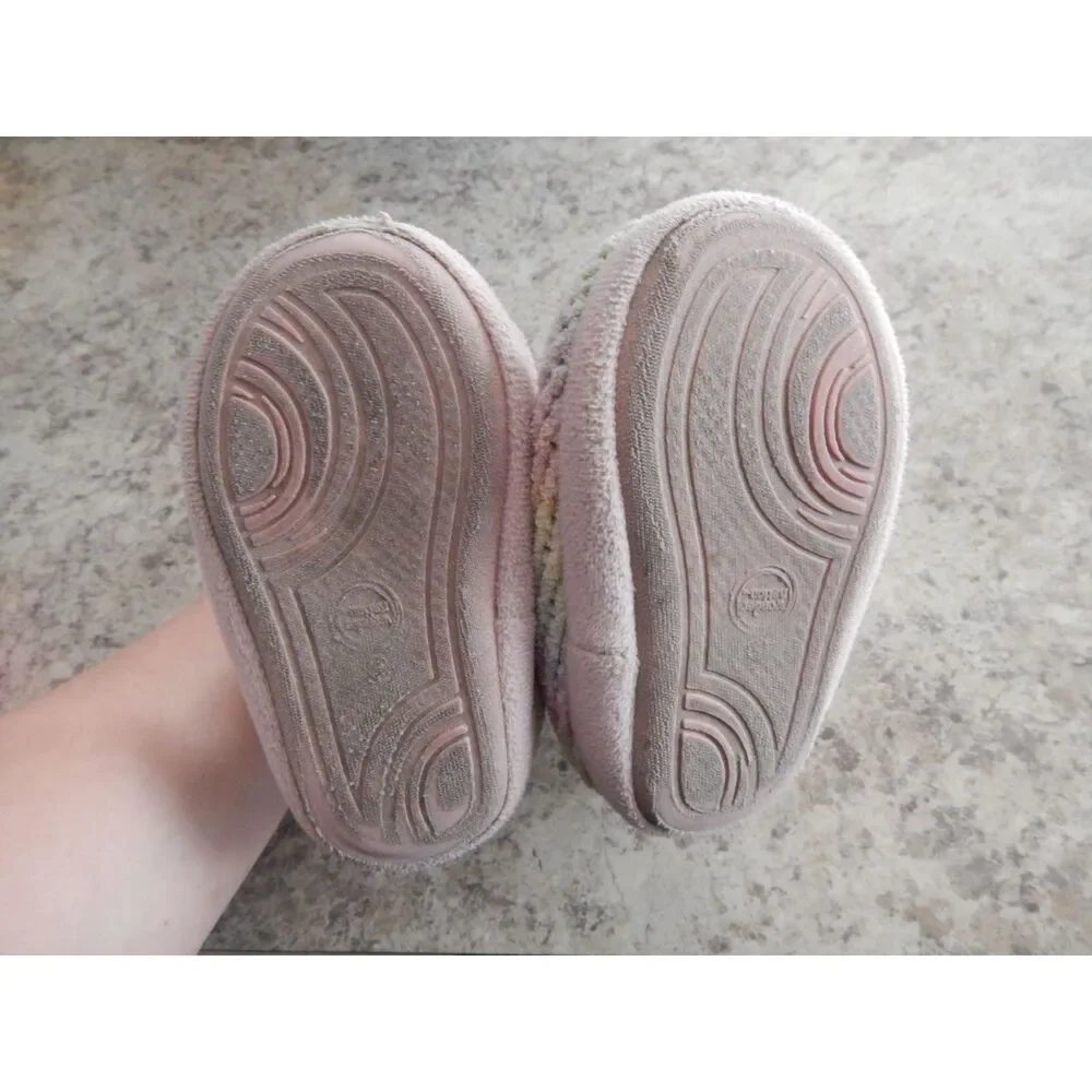 Wonder Nation Toddler Girls Size 5 Knit Slipper Boots Pink Multicolor Hard Sole